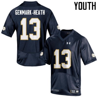 Notre Dame Fighting Irish Youth Jordan Genmark-Heath #13 Navy Under Armour Authentic Stitched College NCAA Football Jersey WRO6699GA